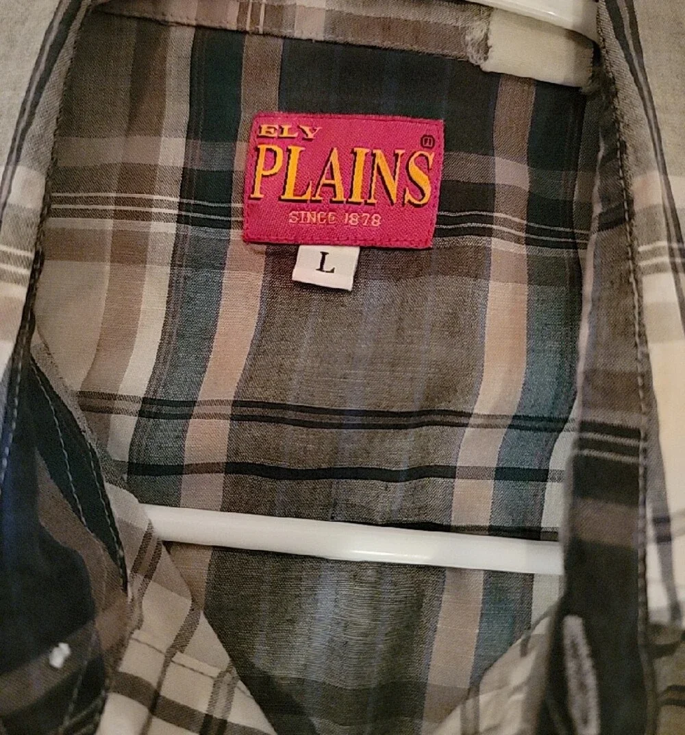 Men's Short Sleeve Plaid Western Pearl Snap Shirt - Blue Gray Large - Picture 2 of 3